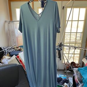 Zenana Dusty Blue maxi dress